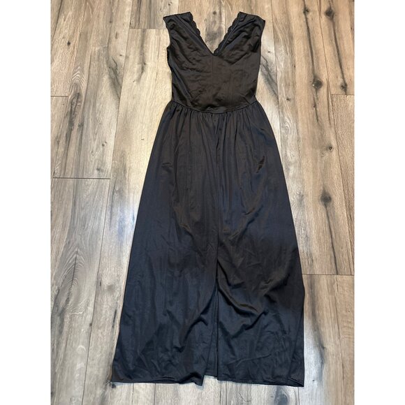 Vintage Black Lace & Nylon Full-Length Dress Medium - Picture 7 of 7